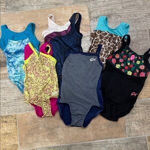 GK K-Bee Girls Gymnastics Leotard Bundle 6 Leos Assorted Sizes